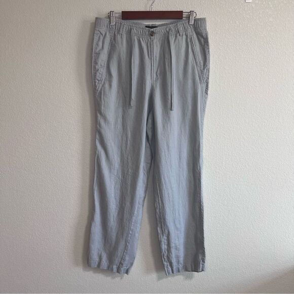 Women’s Club Room Luxury Linen Pants Size Medium Drawstring Waistband Light Grey - Picture 1 of 11